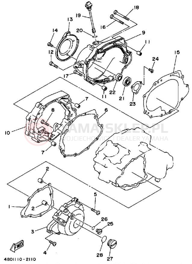 Schemat "Pokrywa silnika" do Yamaha YFB250D_MN
