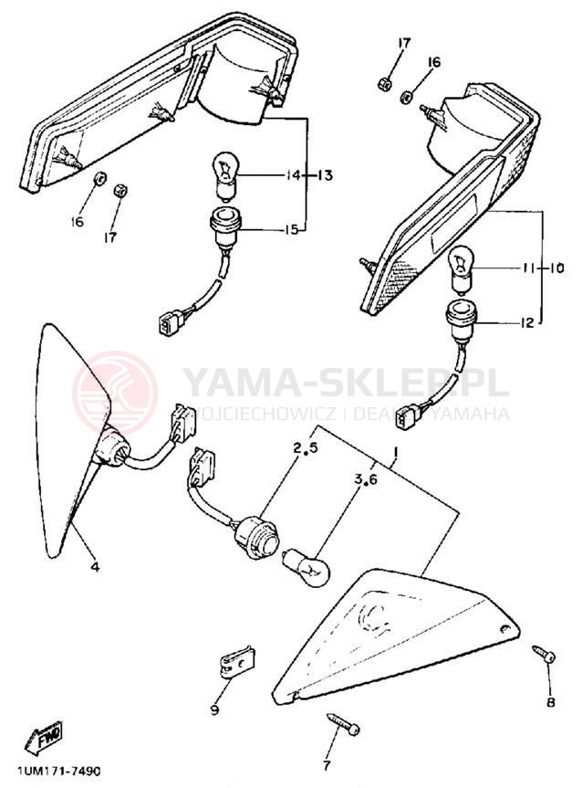 Schemat "kierunkowskazy" do Yamaha XVZ13DSC/XVZ13DS