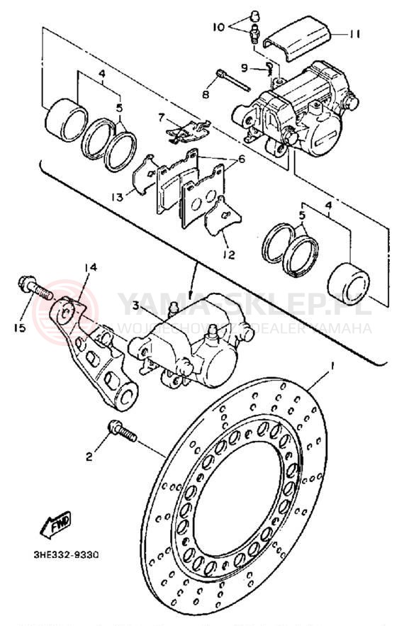Schemat "Zacisk hamulcowy tylny" do Yamaha FZR600AC