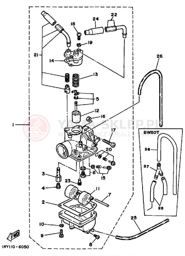 Schemat "Gaźnik" do Yamaha BIG WHEEL BW80T