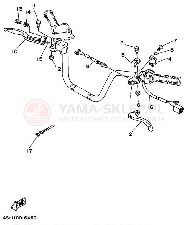 Schemat "Kierownica i osprzęt" do Yamaha KODIAK 4WD YFM400FWH