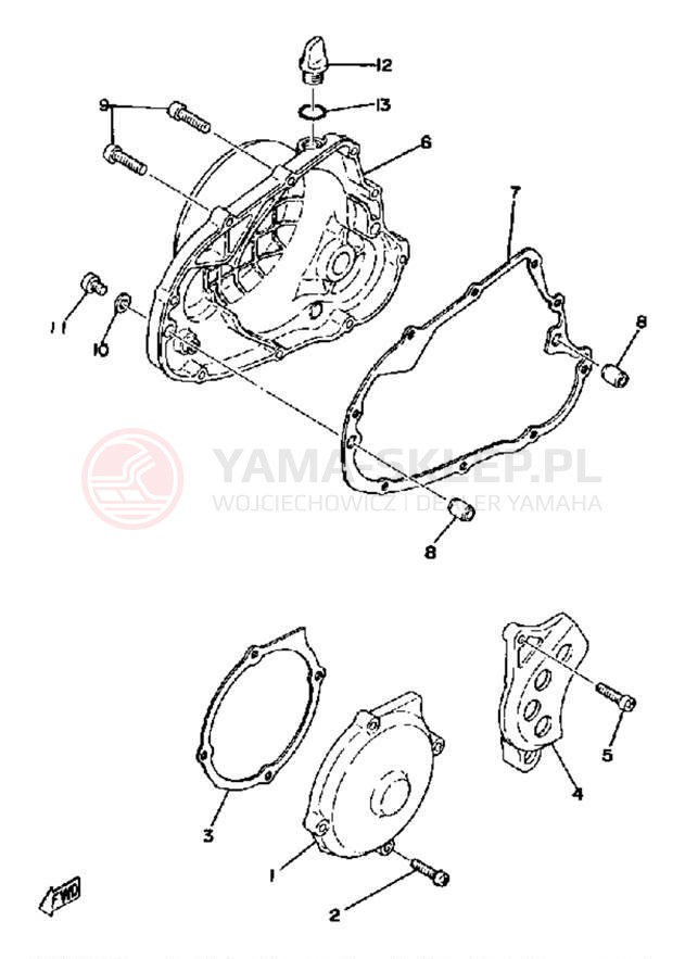Schemat "Pokrywa silnika" do Yamaha YZ100H