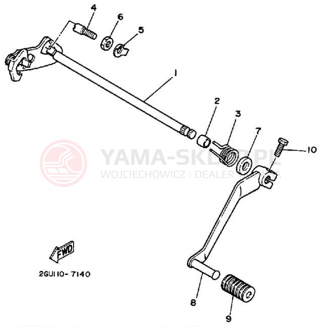 Schemat "Dźwignia zmiany biegów, wałek" do Yamaha BANSHEE YFZ350B_MN
