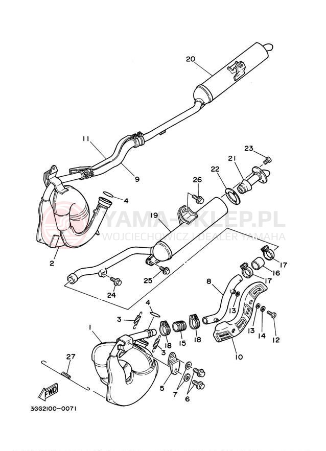 Schemat "Wydech końcowy" do Yamaha BANSHEE YFZ350V