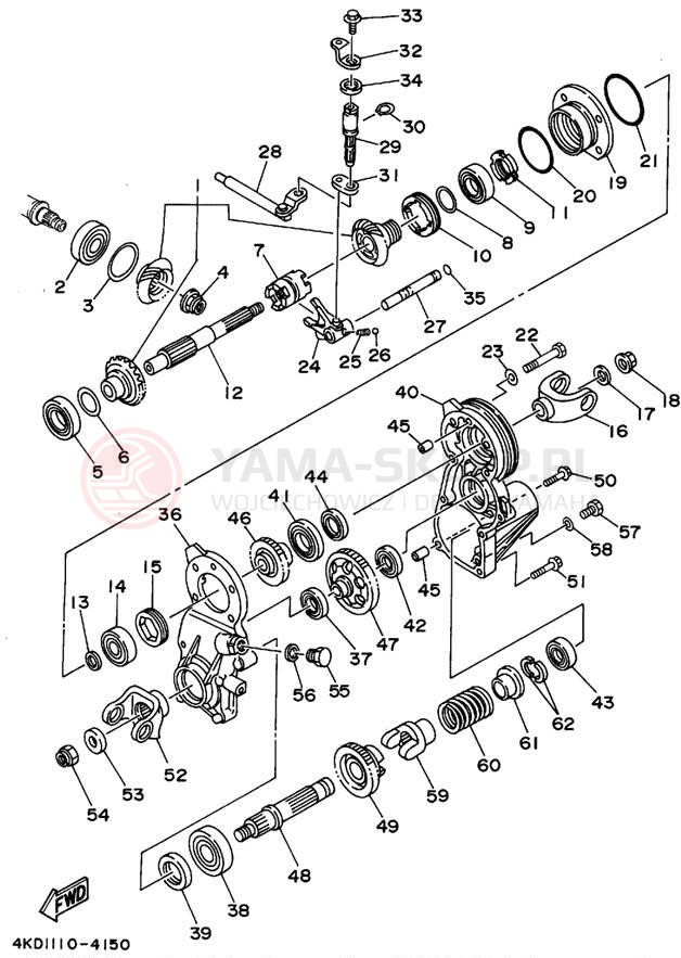 Schemat "Przeniesienie napędu" do Yamaha YFB250FWF