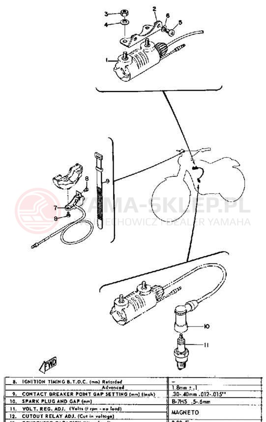 Schemat "układ elektryczny" do Yamaha JT1/JT1L