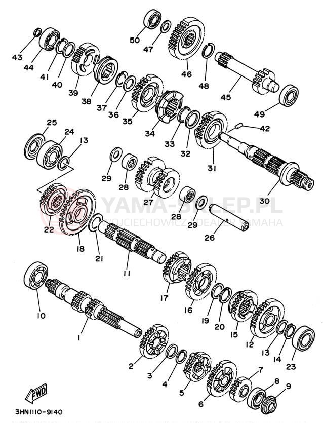 Schemat "Skrzynia biegów " do Yamaha BIG BEAR 4WD YFM350FWG