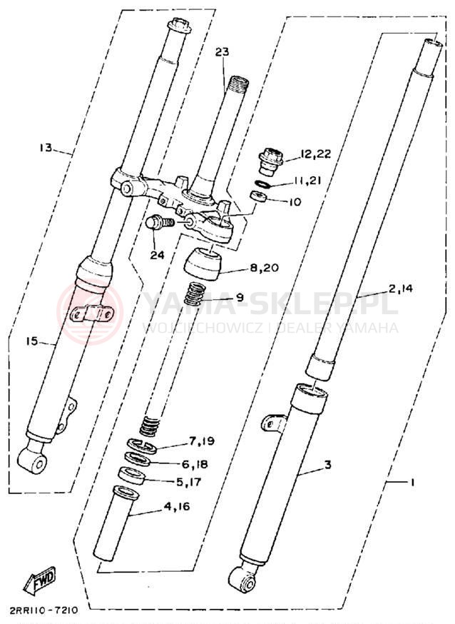 Schemat "Amortyzatory przód" do Yamaha YSR50A