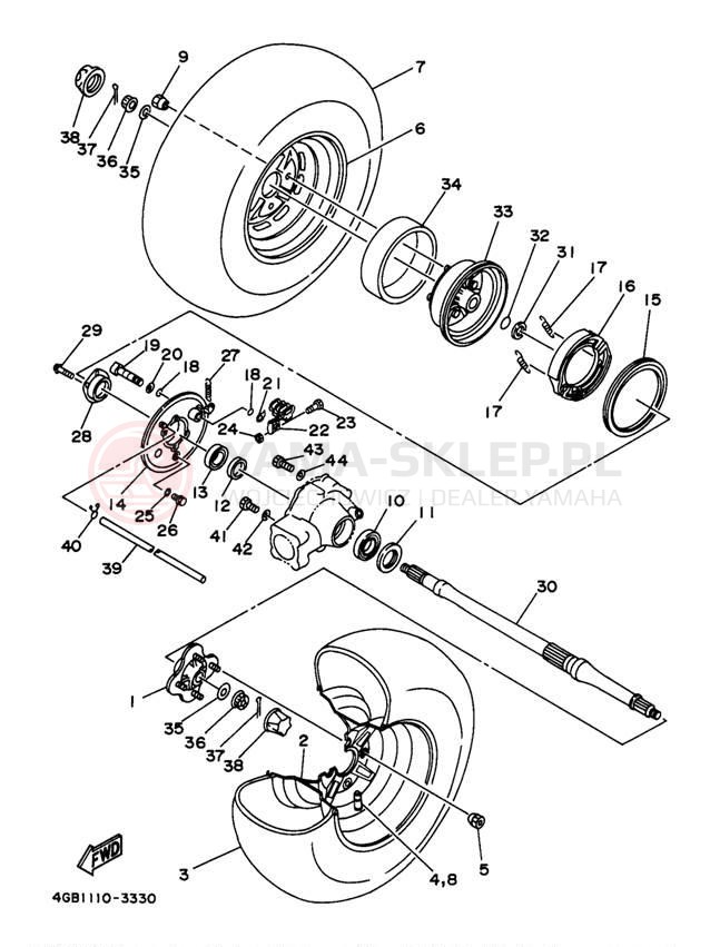 Schemat "Koło tył" do Yamaha YFM350FWJ_MNH