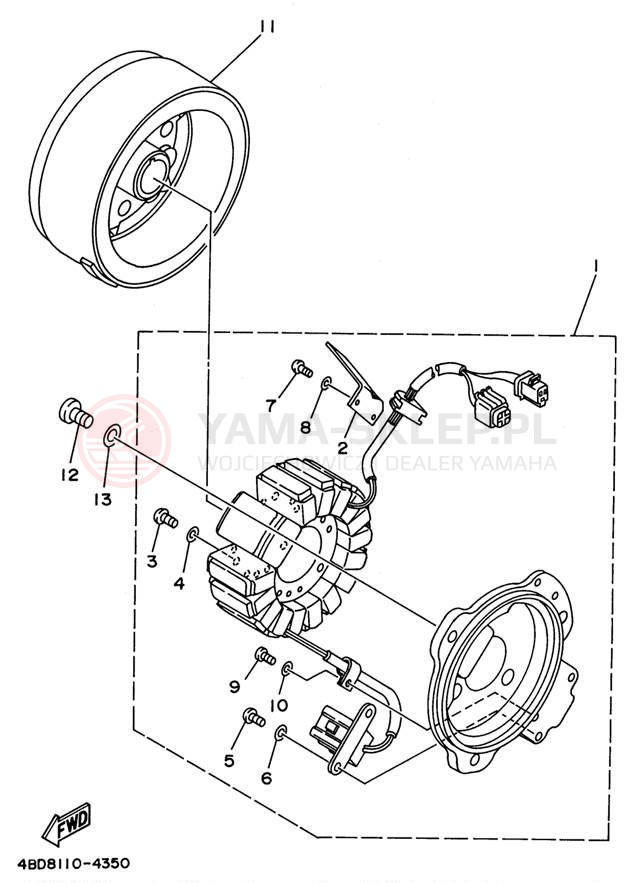 Schemat "prądnica" do Yamaha YFB250UH_M/YFB250H_MN