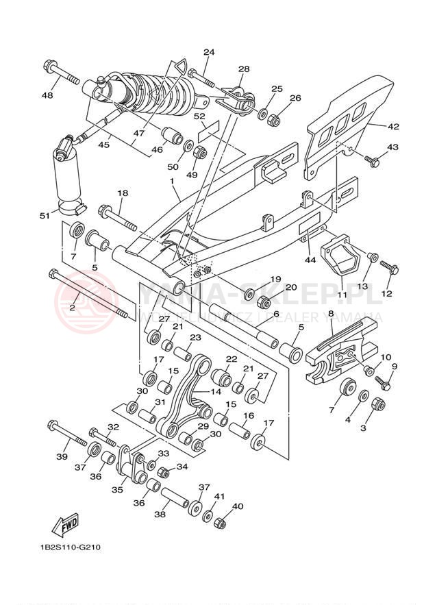 Schemat "wahacz, zawieszenie tył" do Yamaha TTR125E_LE TTR125LEY/TTR125EY
