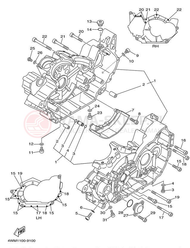 Schemat "Obudowa silnika" do Yamaha ROAD STAR XV1600AMC/XV1600AM