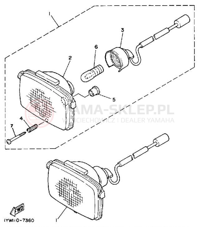 Schemat "Lampa przód" do Yamaha YFM350ERT