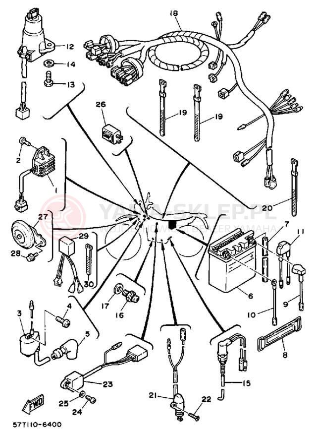 Schemat "układ elektryczny" do Yamaha XT350S/XT350SC