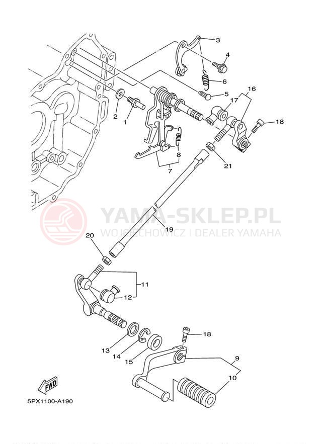 Schemat "Dźwignia zmiany biegów, wałek" do Yamaha XV17PCP/XV17PCPC