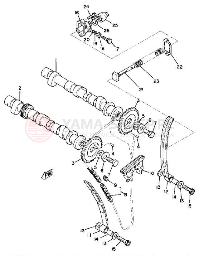 Schemat "Rozrząd - łańcuszek" do Yamaha XS850SH