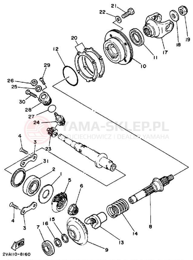 Schemat "Przeniesienie napędu" do Yamaha MOTO-4 YFM350ERU