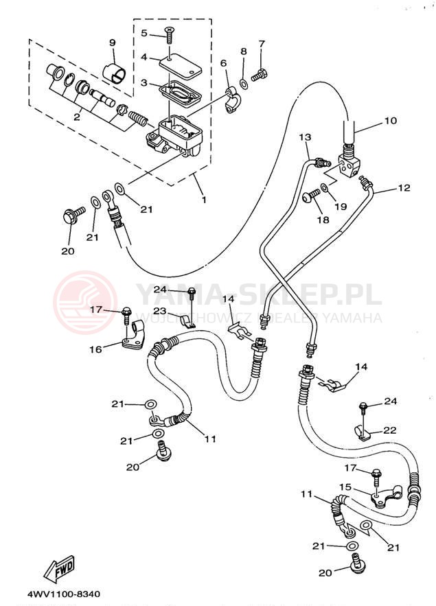 Schemat "Pompa hamulcowa przednia" do Yamaha GRIZZLY YFM600FWAK/YFM600FWAK