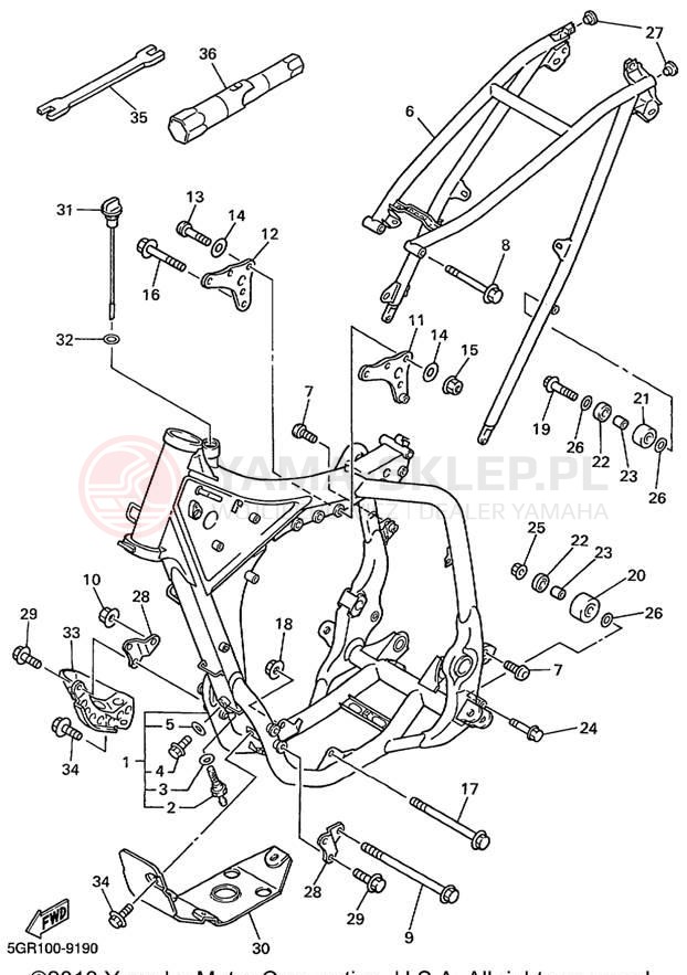 Schemat "rama" do Yamaha YZ400FL