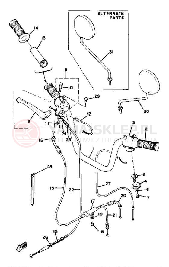 Schemat "Kierownica i osprzęt" do Yamaha LB802AC