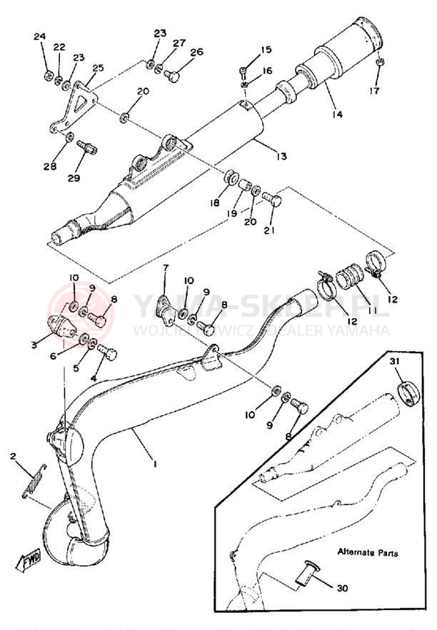 Schemat "Wydech końcowy" do Yamaha IT250G