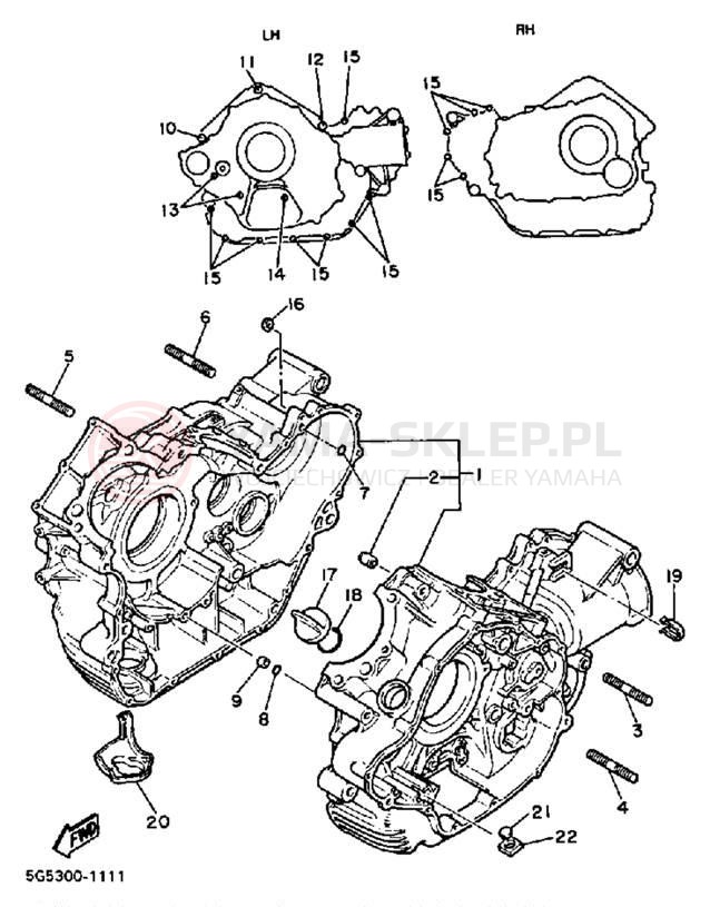 Schemat "Obudowa silnika" do Yamaha MIDNIGHT VIRAGO 750 XV750MK