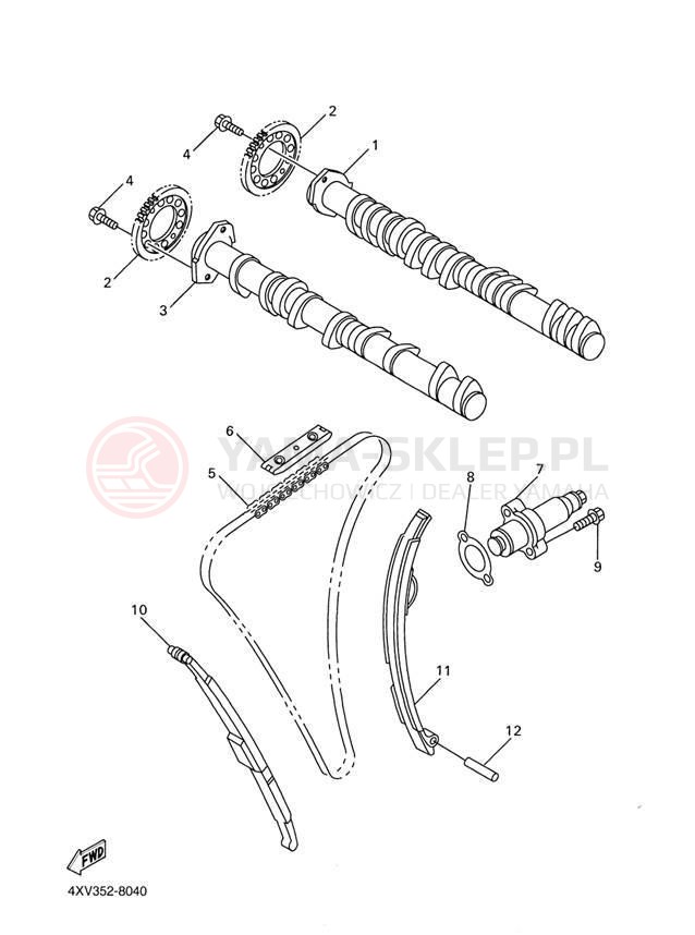 Schemat "Rozrząd - łańcuszek" do Yamaha R1 YZFR1M/YZFR1MC