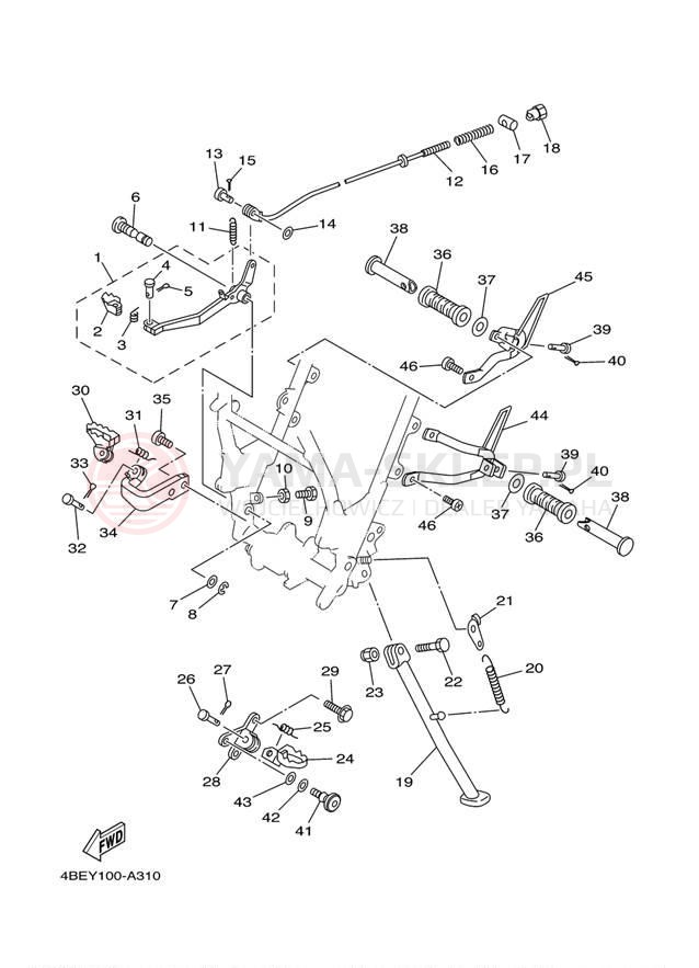 Schemat "Stopka postojowa i podnóżki" do Yamaha XT225 XT225RC/XT225R
