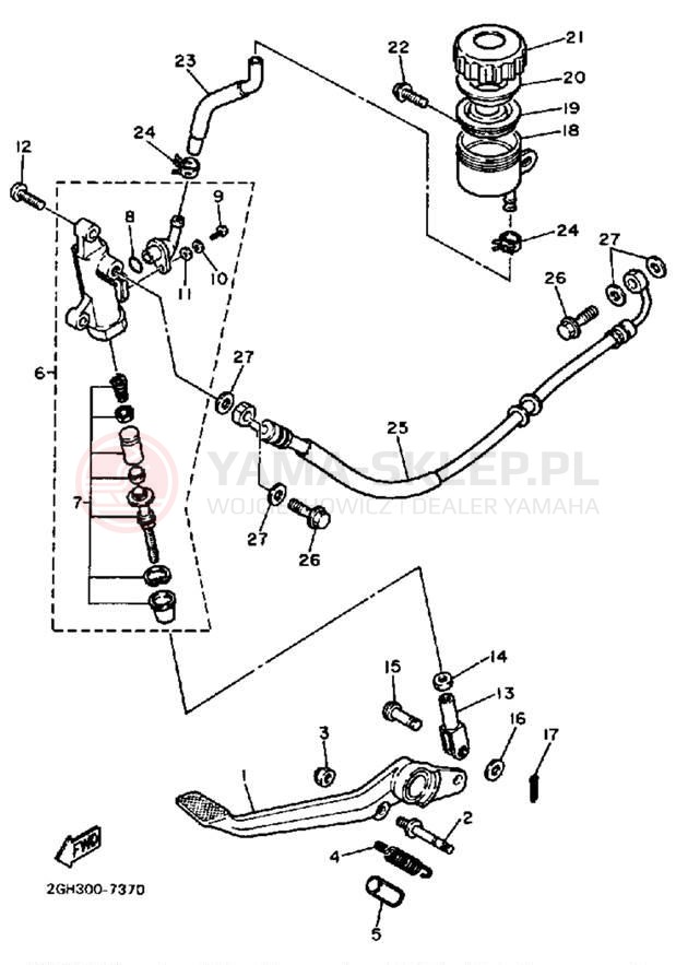 Schemat "Pompa hamulcowa tył" do Yamaha FZR750RT
