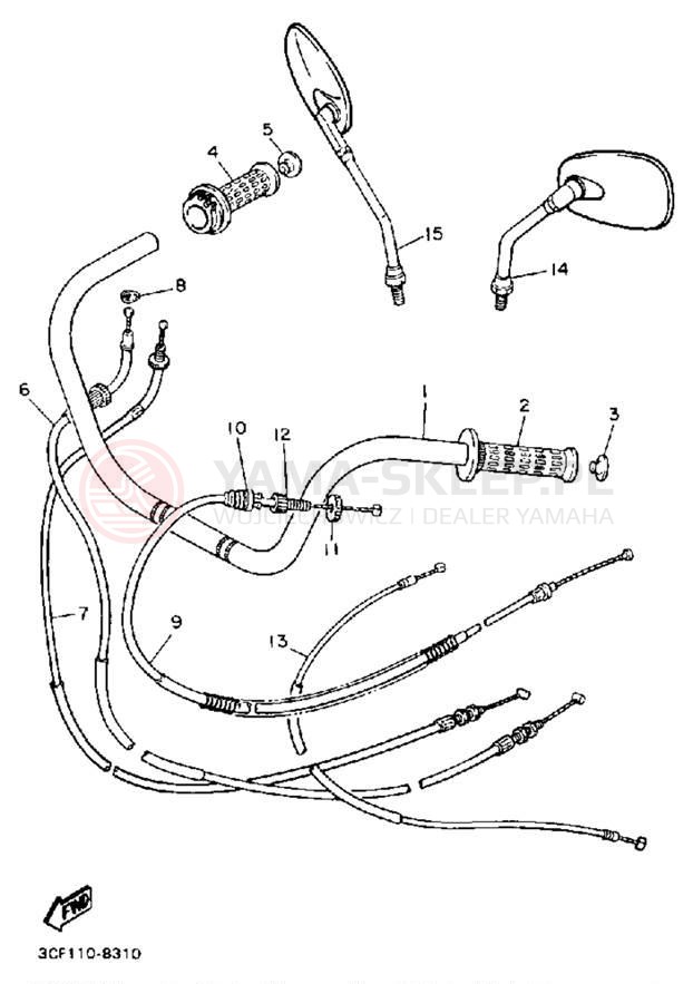 Schemat "Kierownica i osprzęt" do Yamaha VIRAGO 1100 XV1100W/XV1100WC