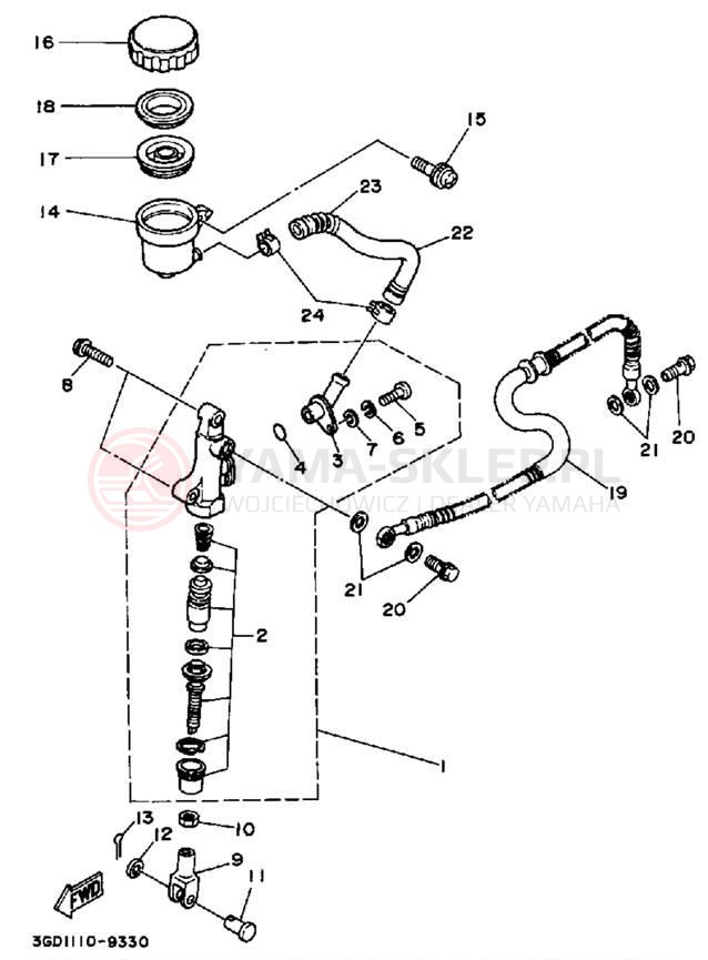 Schemat "Pompa hamulcowa tył" do Yamaha WARRIOR YFM350XW