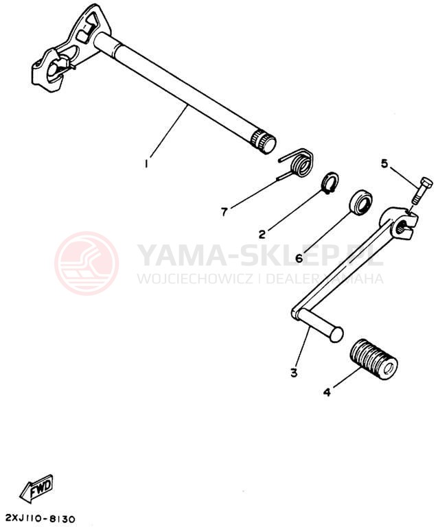 Schemat "Dźwignia zmiany biegów, wałek" do Yamaha BLASTER YFS200F