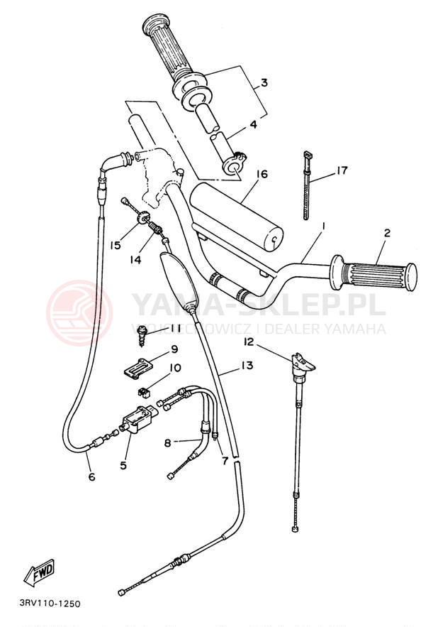 Schemat "Kierownica i osprzęt" do Yamaha Y-ZINGER PW80J