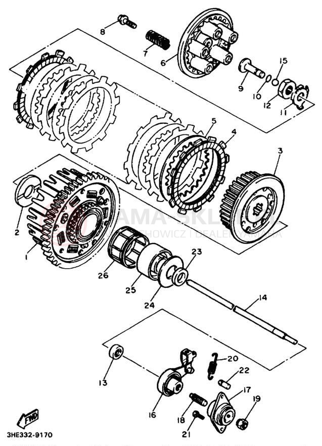 Schemat "sprzęgło" do Yamaha FZR600RKC/FZR600RK