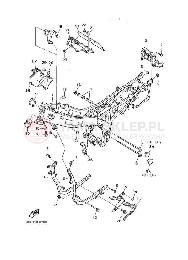 Schemat "rama" do Yamaha FZR600RE