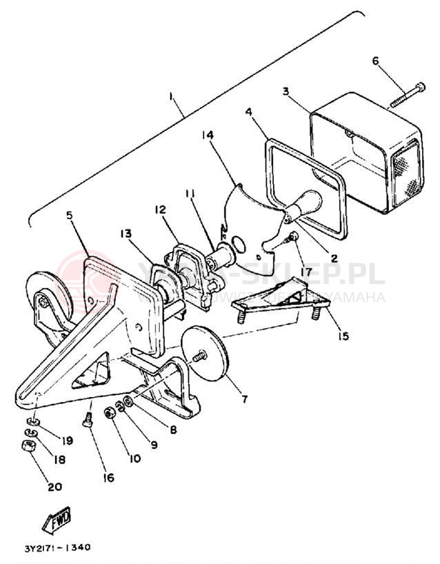 Schemat "lampa tył" do Yamaha XT250K/XT250KC