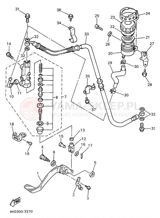 Schemat "Pompa hamulcowa tył" do Yamaha YZF750 YZF750RJC/YZF750RJ