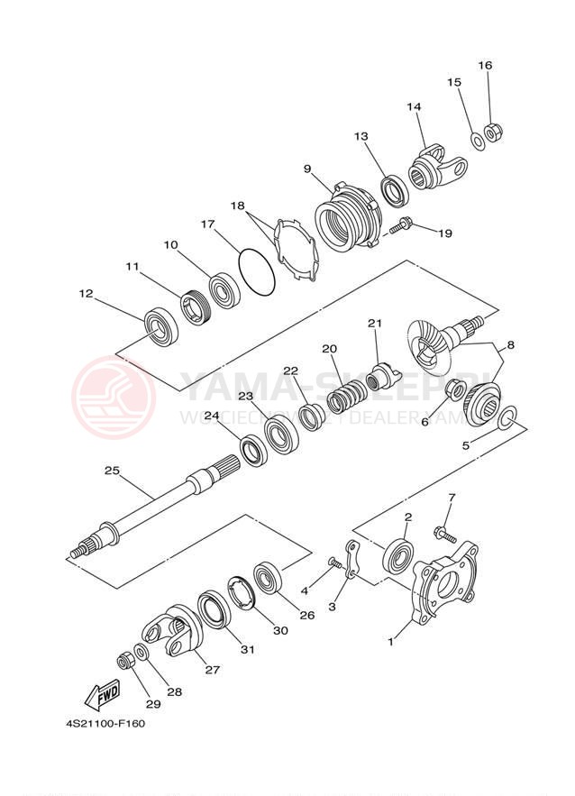Schemat "Przeniesienie napędu" do Yamaha GRIZZLY 350 IRS YFM35FGIW