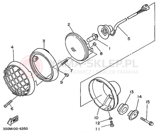 Schemat "Lampa przód" do Yamaha BANSHEE YFZ350L