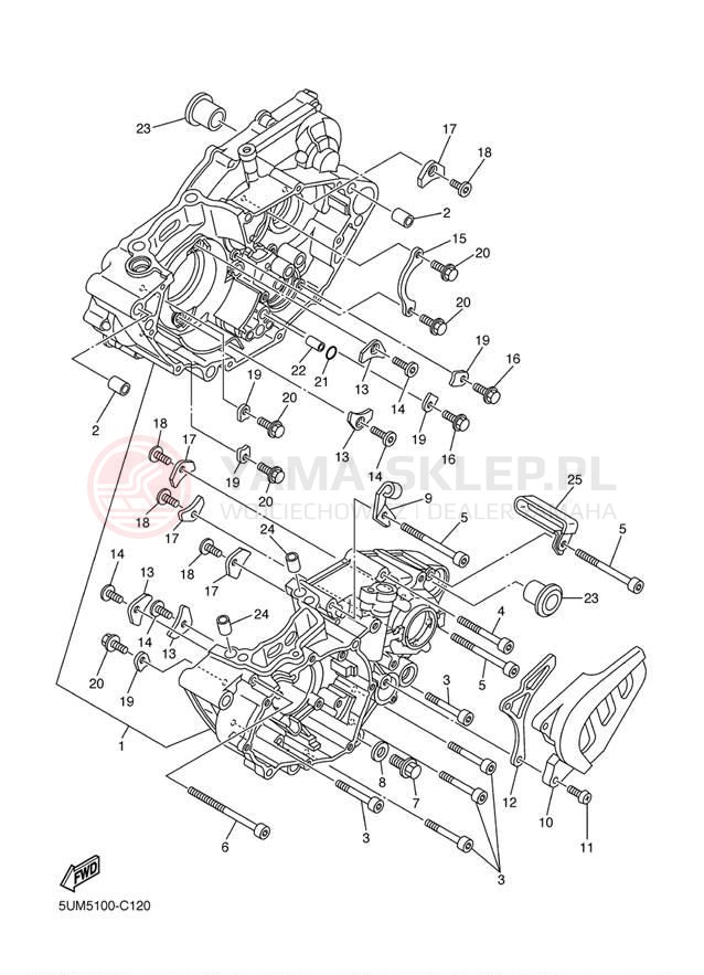 Schemat "Obudowa silnika" do Yamaha WR250F WR250FT