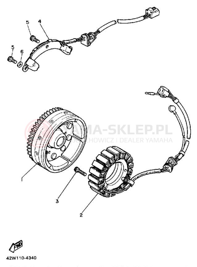 Schemat "prądnica" do Yamaha VIRAGO 1100 XV1100AC/XV1100A