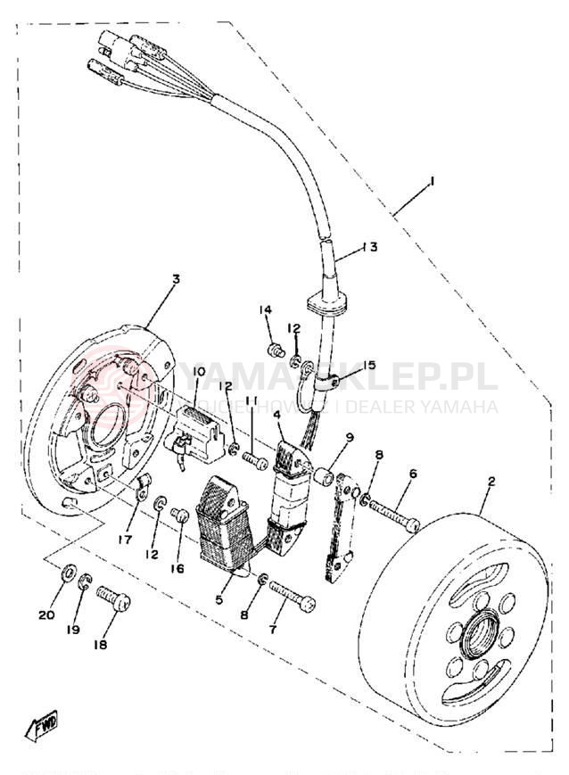 Schemat "Moduł zapłonowy - cewka" do Yamaha IT400C
