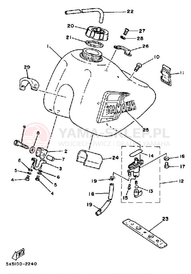 Schemat "zbiornik paliwa" do Yamaha YZ250J