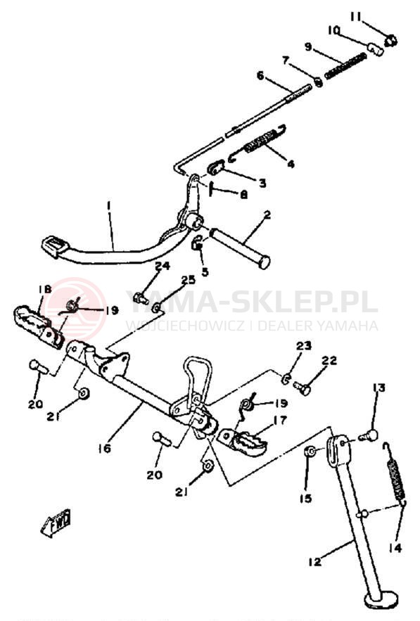 Schemat "Stopka postojowa i podnóżki" do Yamaha MX100K