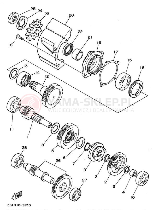 Schemat "Skrzynia biegów " do Yamaha BREEZE YFA1G