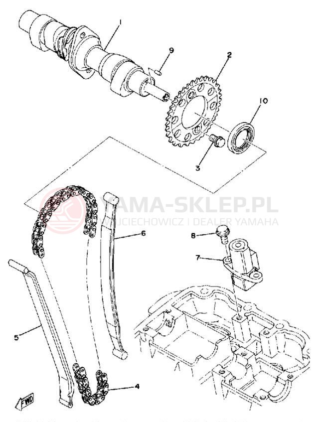 Schemat "Rozrząd - napinacz" do Yamaha XS400D