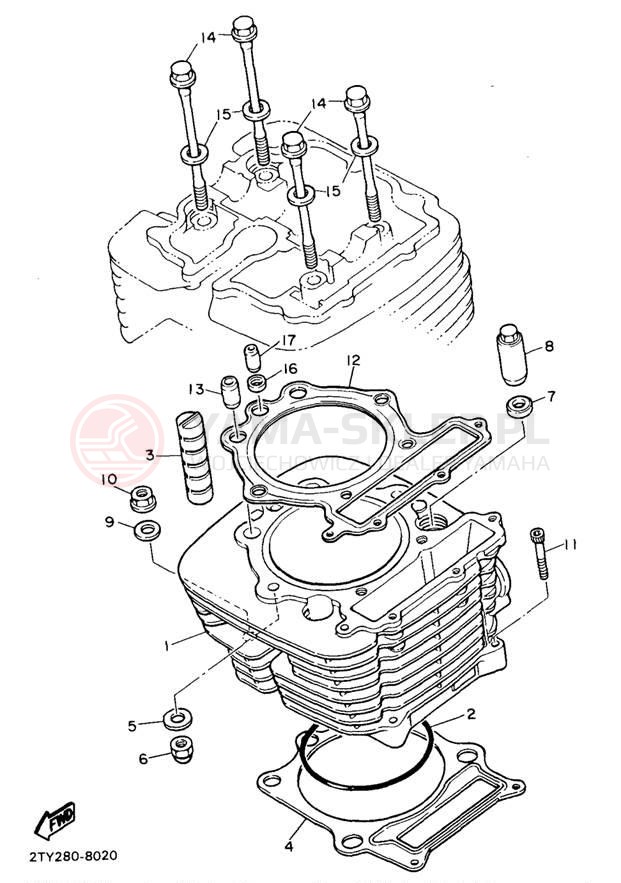 Schemat "cylinder" do Yamaha XT600EEC/XT600EE