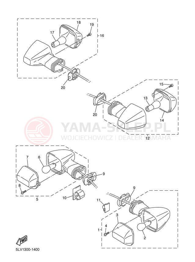Schemat "kierunkowskazy" do Yamaha FZ1 FZS1000P/FZS1000PC