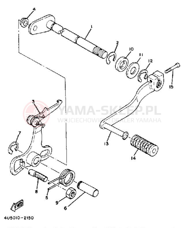 Schemat "Dźwignia zmiany biegów, wałek" do Yamaha RX50L
