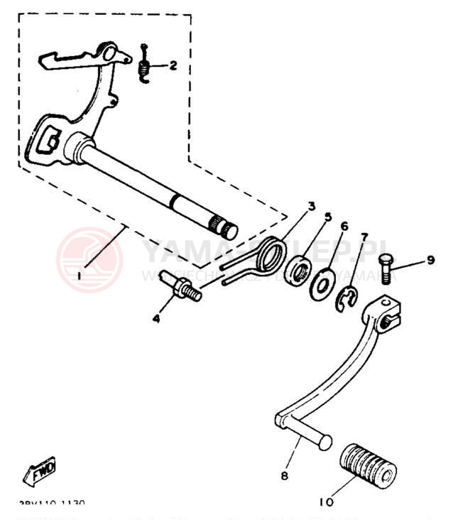 Schemat "Dźwignia zmiany biegów, wałek" do Yamaha Y-ZINGER PW80B
